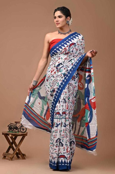 Tribal Canvas Amber Batik Cotton Saree
