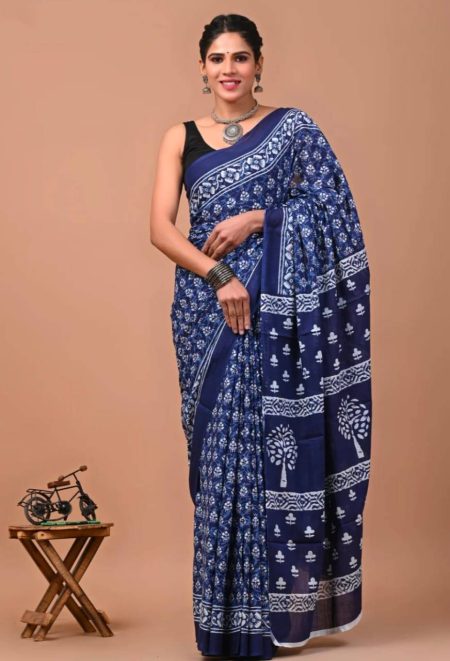 The Artisanal Amber Batik Cotton Saree