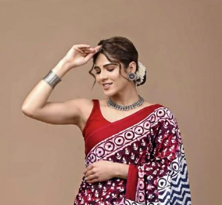 The Artisanal Amber Batik Cotton Saree