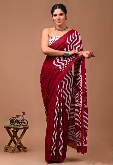 The Artisanal Amber Batik Cotton Saree