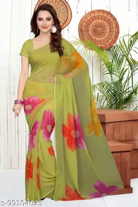Lime Blossom Georgette Saree