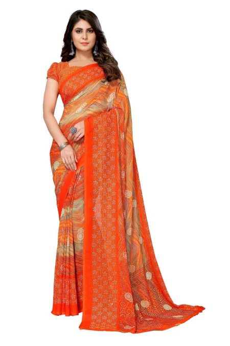 Saffron Heritage Georgette Saree