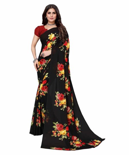 Black Beauty Bloom Georgette Saree
