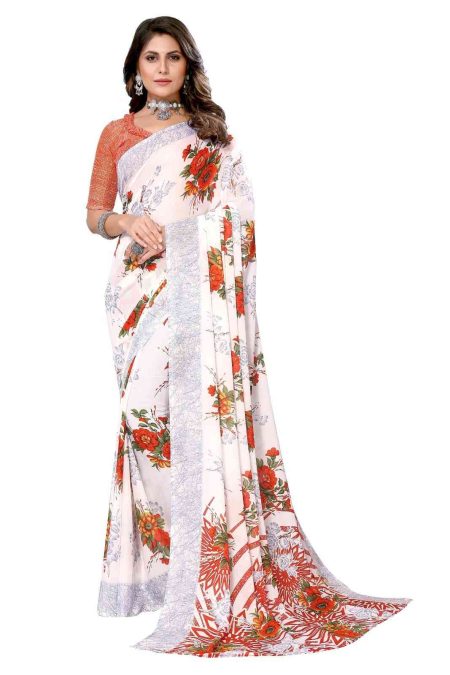 Sunset Floral Drape Georgette Saree