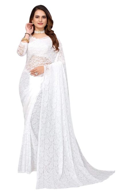 White Litchi Silk Saree.