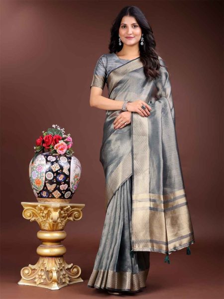 Silver Organza MARRAKECH Organza Saree.