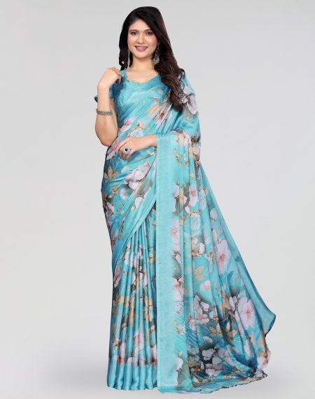 Georgete Saree With Lace 100