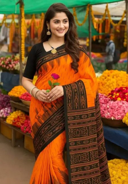 ITISKA Saffron Grace Heritage Saree