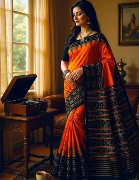 ITISKA Saffron Grace Heritage Saree
