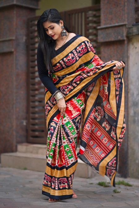 ITISKA Tribal Heritage Noir Saree