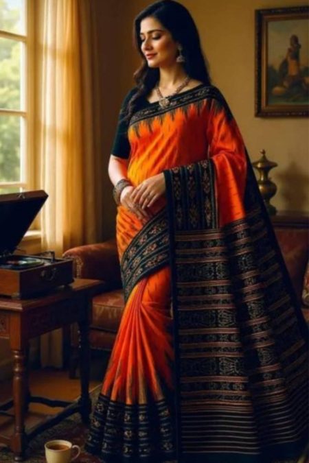 ITISKA Saffron Grace Heritage Saree